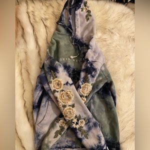 Civil Regime Lightly Worn Blanco Roses Hoodie in Ocean Wash